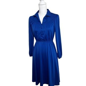VINTAGE 1980s SEARS blue blouson midi dress